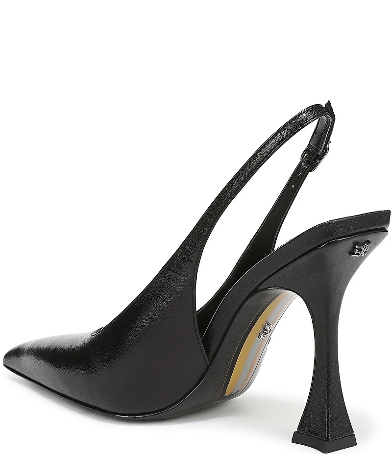 Sam Edelman Odette Leather Slingback Flared Heel Pointed Toe Pumps