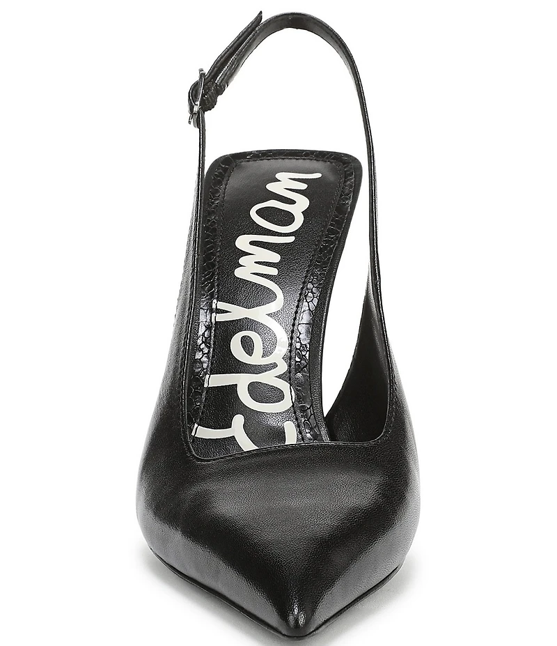 Sam Edelman Odette Leather Slingback Flared Heel Pointed Toe Pumps