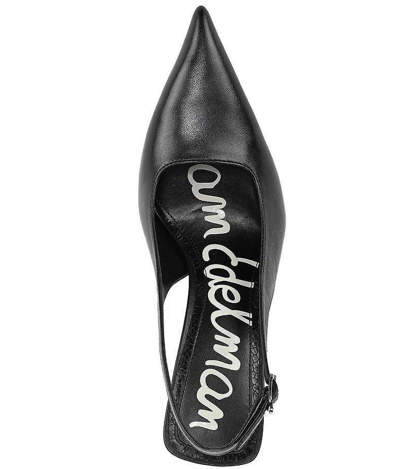 Sam Edelman Odette Leather Slingback Flared Heel Pointed Toe Pumps