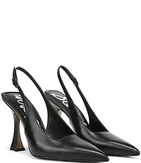 Sam Edelman Odette Leather Slingback Flared Heel Pointed Toe Pumps
