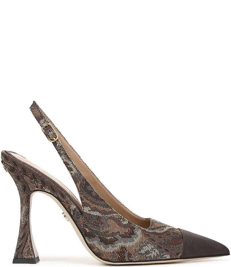 Sam Edelman Odette Paisley Fabric Pointed Cap Toe Slingback Pumps