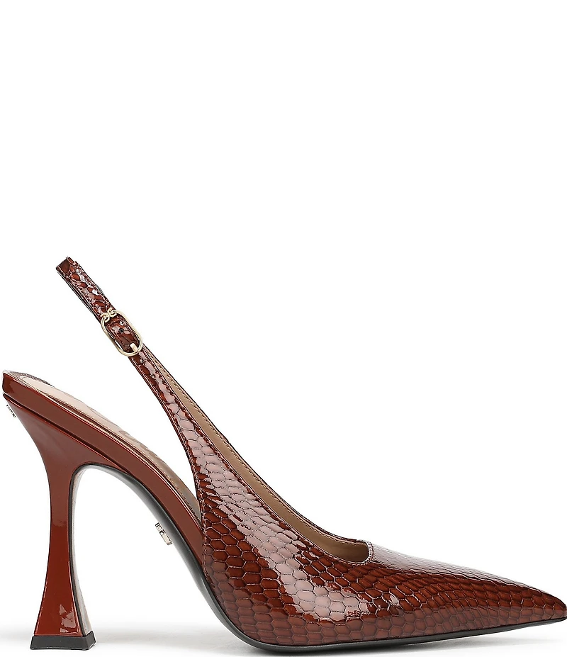 Sam Edelman Odette Patent Python Print Leather Slingback Pumps