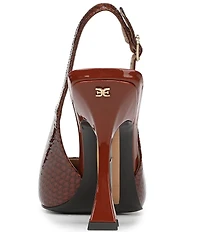 Sam Edelman Odette Patent Python Print Leather Slingback Pumps