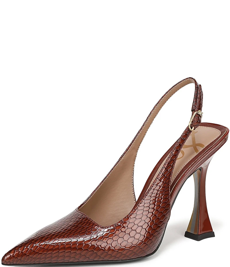Sam Edelman Odette Patent Python Print Leather Slingback Pumps