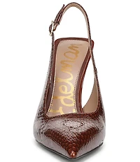 Sam Edelman Odette Patent Python Print Leather Slingback Pumps