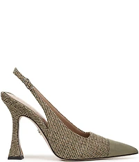 Sam Edelman Odette Plaid Fabric Slingback Flared Heel Pointed Cap Toe Pumps