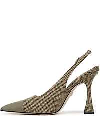 Sam Edelman Odette Plaid Fabric Slingback Flared Heel Pointed Cap Toe Pumps