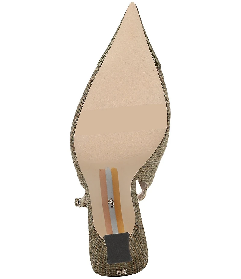 Sam Edelman Odette Plaid Fabric Slingback Flared Heel Pointed Cap Toe Pumps