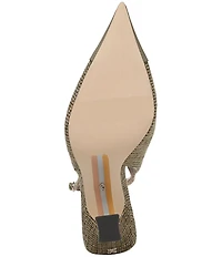 Sam Edelman Odette Plaid Fabric Slingback Flared Heel Pointed Cap Toe Pumps