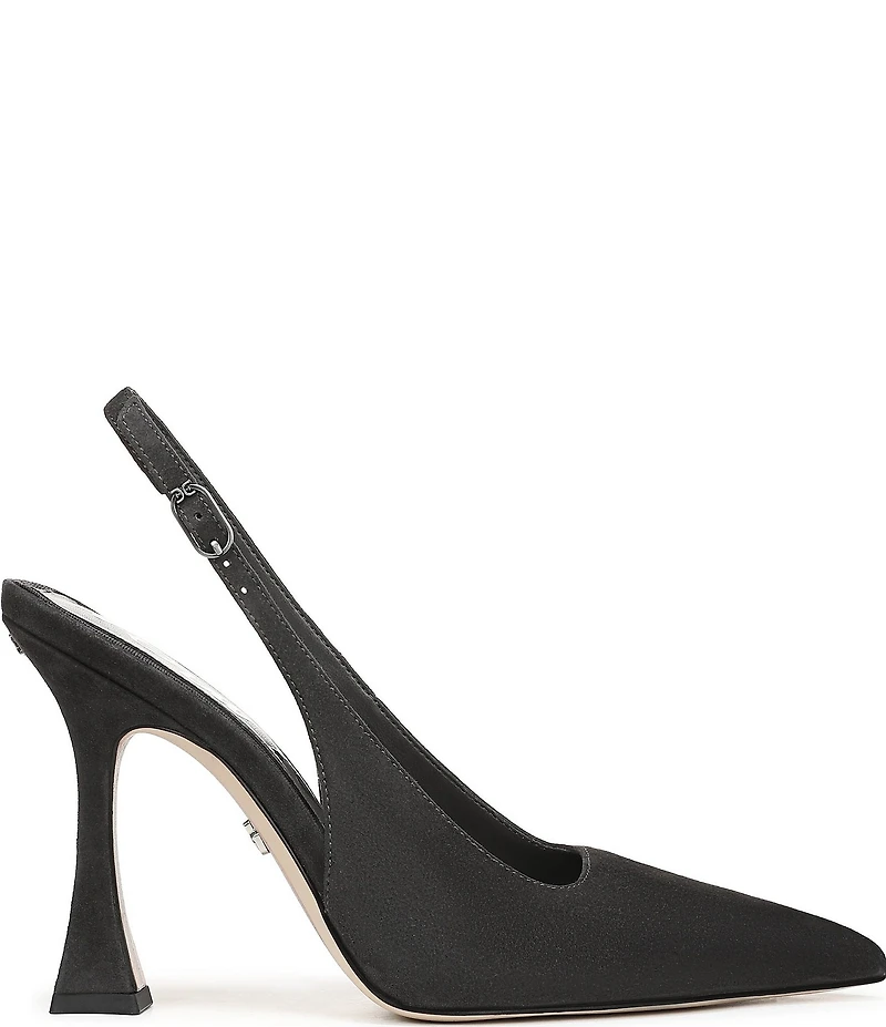 Sam Edelman Odette Suede Slingback Flared Heel Pointed Toe Pumps
