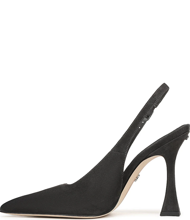 Sam Edelman Odette Suede Slingback Flared Heel Pointed Toe Pumps