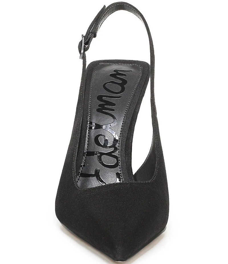 Sam Edelman Odette Suede Slingback Flared Heel Pointed Toe Pumps