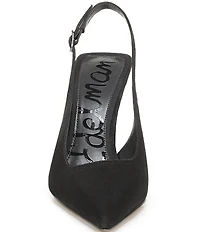 Sam Edelman Odette Suede Slingback Flared Heel Pointed Toe Pumps