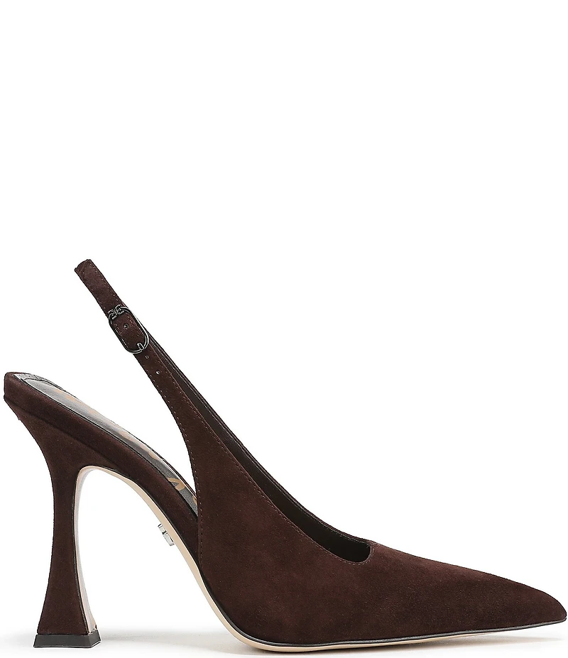 Sam Edelman Odette Suede Slingback Flared Heel Pointed Toe Pumps