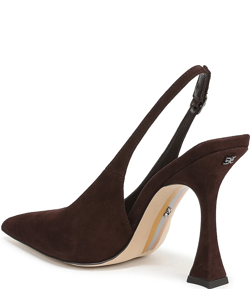 Sam Edelman Odette Suede Slingback Flared Heel Pointed Toe Pumps