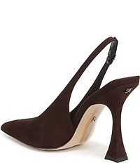 Sam Edelman Odette Suede Slingback Flared Heel Pointed Toe Pumps