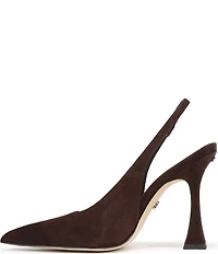 Sam Edelman Odette Suede Slingback Flared Heel Pointed Toe Pumps