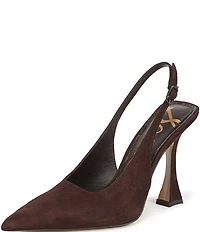 Sam Edelman Odette Suede Slingback Flared Heel Pointed Toe Pumps