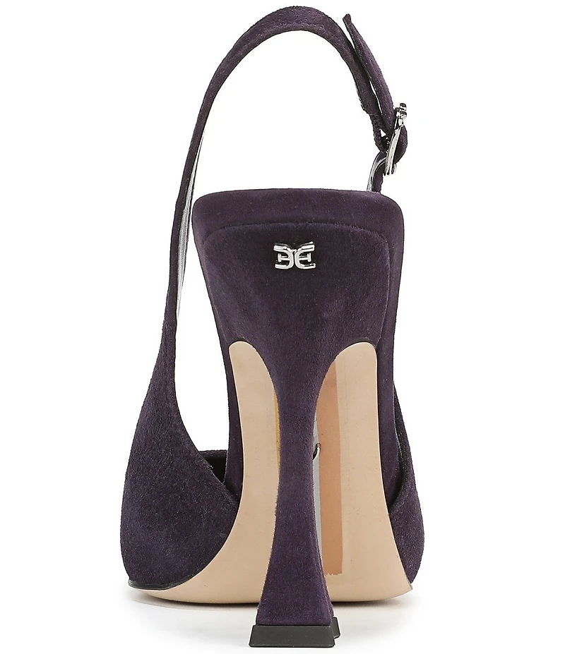 Sam Edelman Odette Suede Slingback Flared Heel Pointed Toe Pumps
