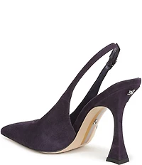 Sam Edelman Odette Suede Slingback Flared Heel Pointed Toe Pumps