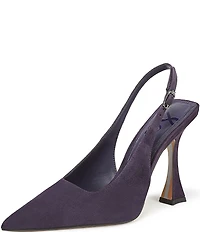 Sam Edelman Odette Suede Slingback Flared Heel Pointed Toe Pumps