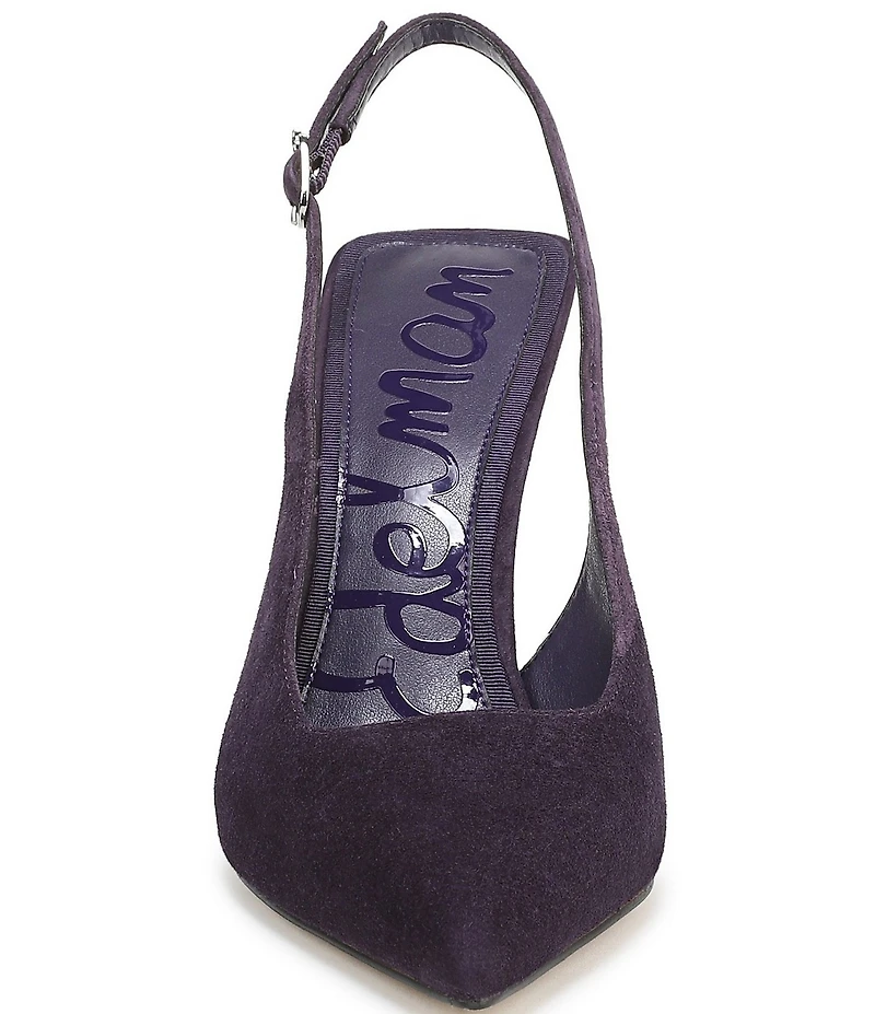 Sam Edelman Odette Suede Slingback Flared Heel Pointed Toe Pumps