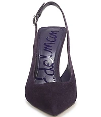 Sam Edelman Odette Suede Slingback Flared Heel Pointed Toe Pumps
