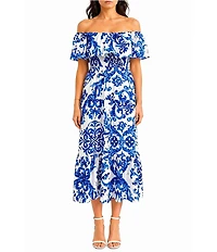 Sam Edelman Off The Shoulder Printed Midi Dress