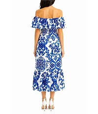 Sam Edelman Off The Shoulder Printed Midi Dress