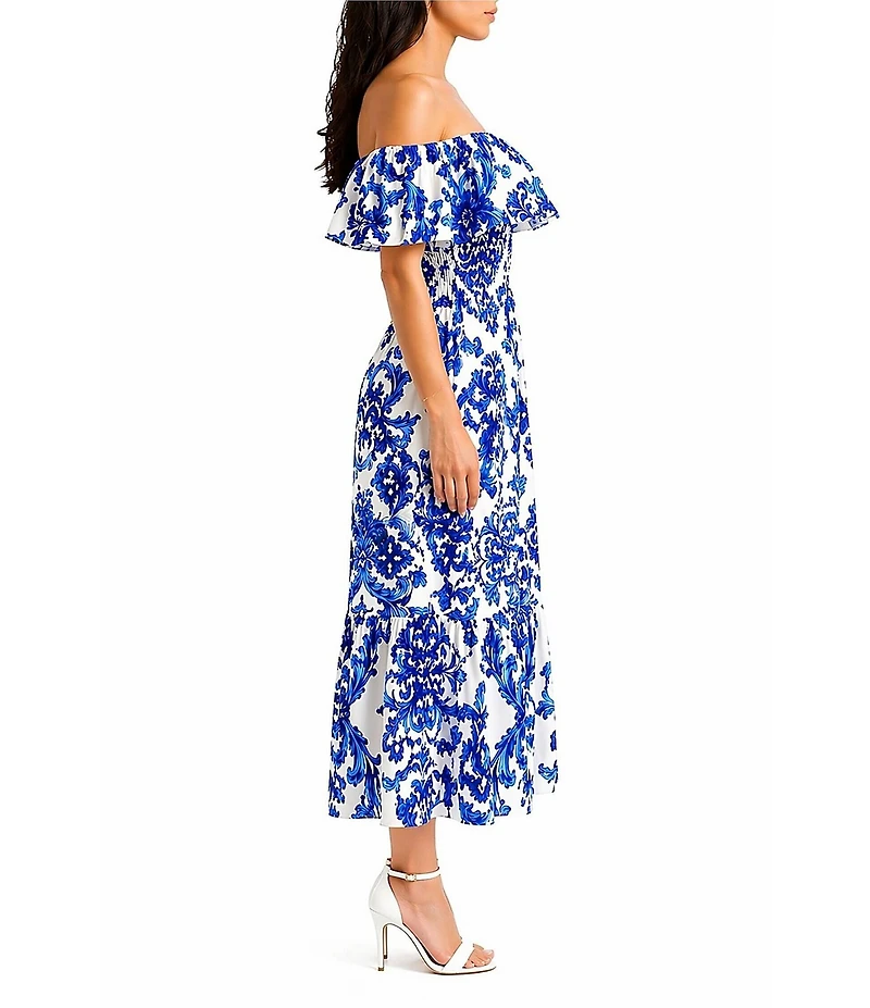 Sam Edelman Off The Shoulder Printed Midi Dress