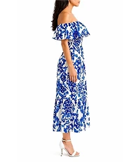 Sam Edelman Off The Shoulder Printed Midi Dress