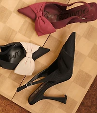 Sam Edelman Onia Silk Fabric Bow Detail Slingback Pumps