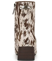 Sam Edelman Paige Cow Print Calf Hair Square Toe Dress Booties