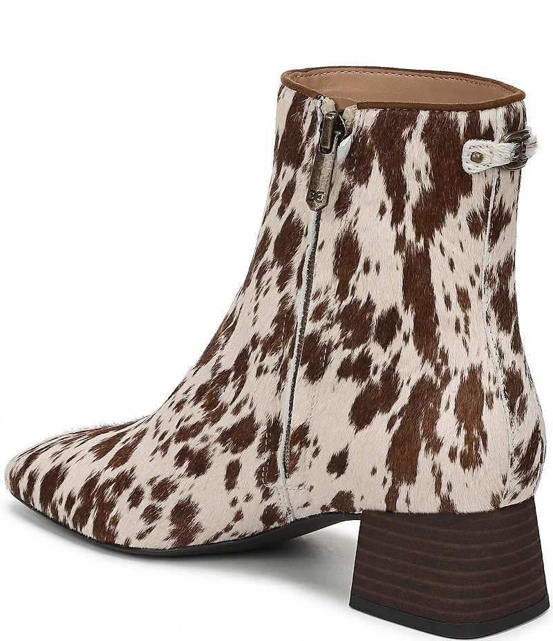 Sam Edelman Paige Cow Print Calf Hair Square Toe Dress Booties