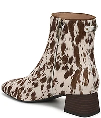 Sam Edelman Paige Cow Print Calf Hair Square Toe Dress Booties