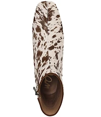 Sam Edelman Paige Cow Print Calf Hair Square Toe Dress Booties