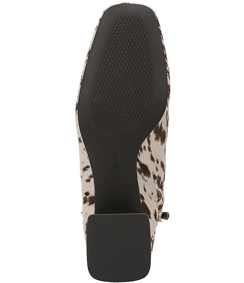 Sam Edelman Paige Cow Print Calf Hair Square Toe Dress Booties