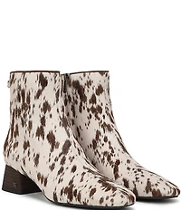 Sam Edelman Paige Cow Print Calf Hair Square Toe Dress Booties