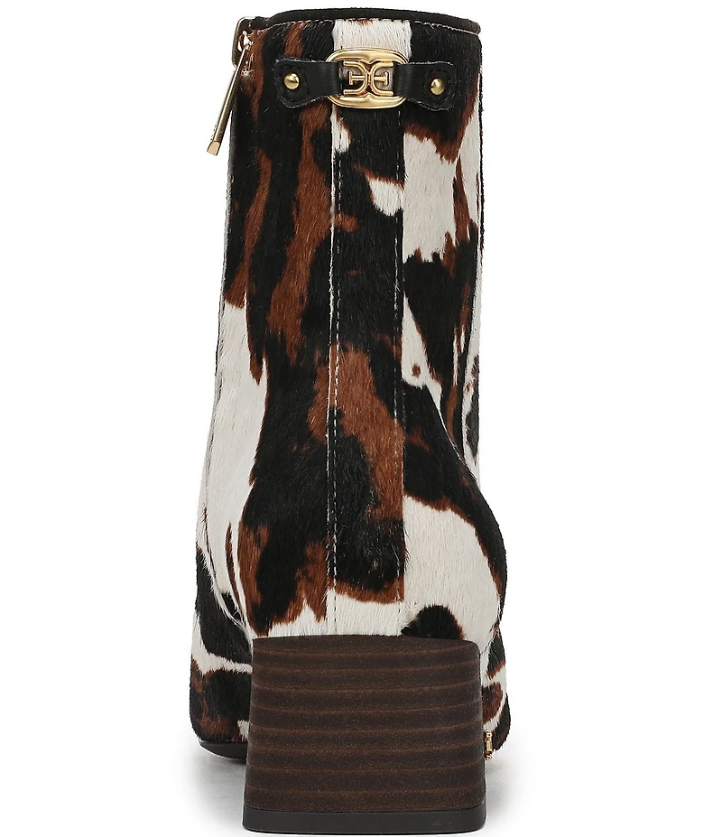 Sam Edelman Paige Cow Print Calf Hair Square Toe Dress Booties