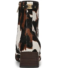 Sam Edelman Paige Cow Print Calf Hair Square Toe Dress Booties