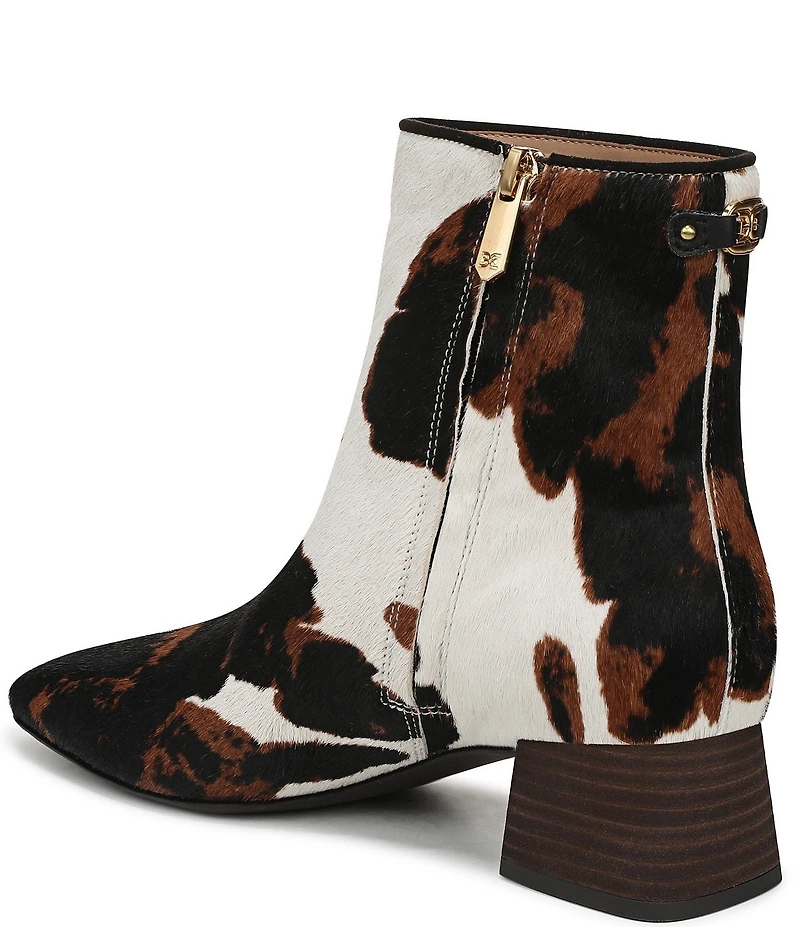 Sam Edelman Paige Cow Print Calf Hair Square Toe Dress Booties