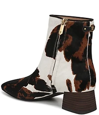 Sam Edelman Paige Cow Print Calf Hair Square Toe Dress Booties