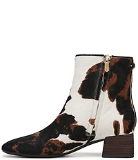 Sam Edelman Paige Cow Print Calf Hair Square Toe Dress Booties