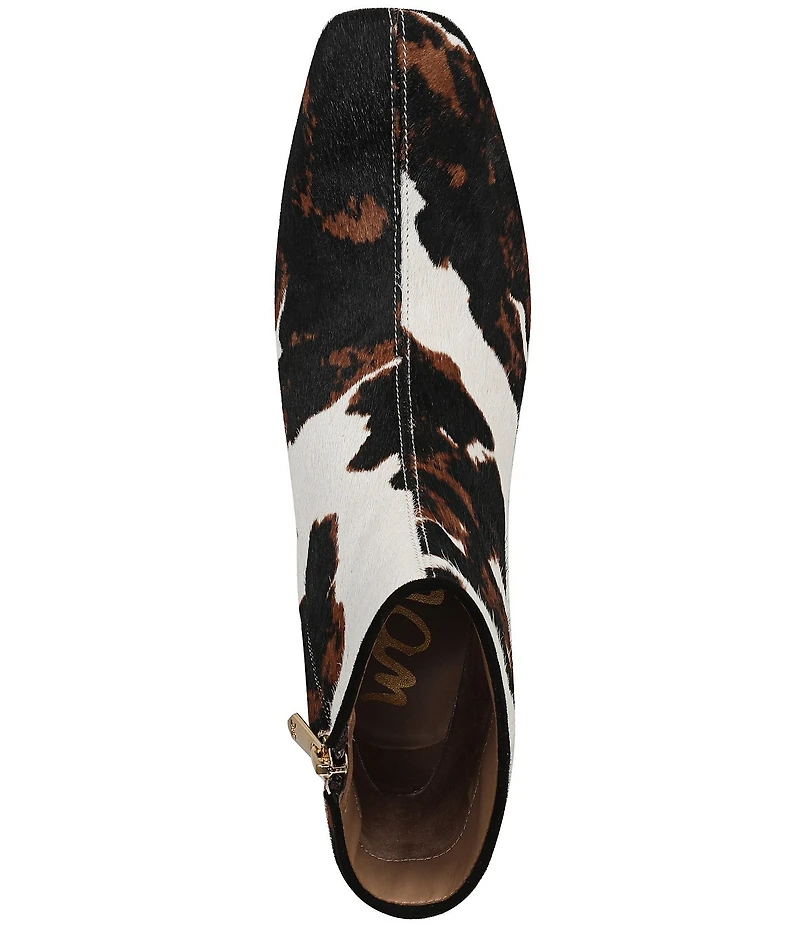 Sam Edelman Paige Cow Print Calf Hair Square Toe Dress Booties