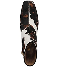 Sam Edelman Paige Cow Print Calf Hair Square Toe Dress Booties