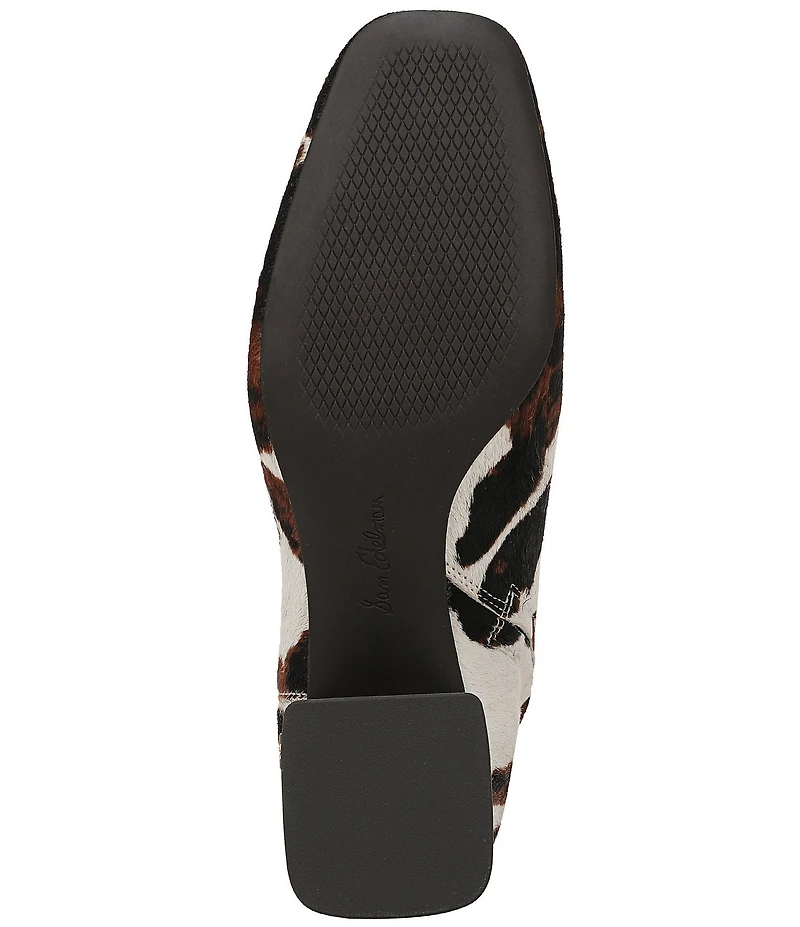 Sam Edelman Paige Cow Print Calf Hair Square Toe Dress Booties