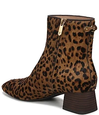 Sam Edelman Paige Leopard Print Calf Hair Leather Square Toe Dress Booties