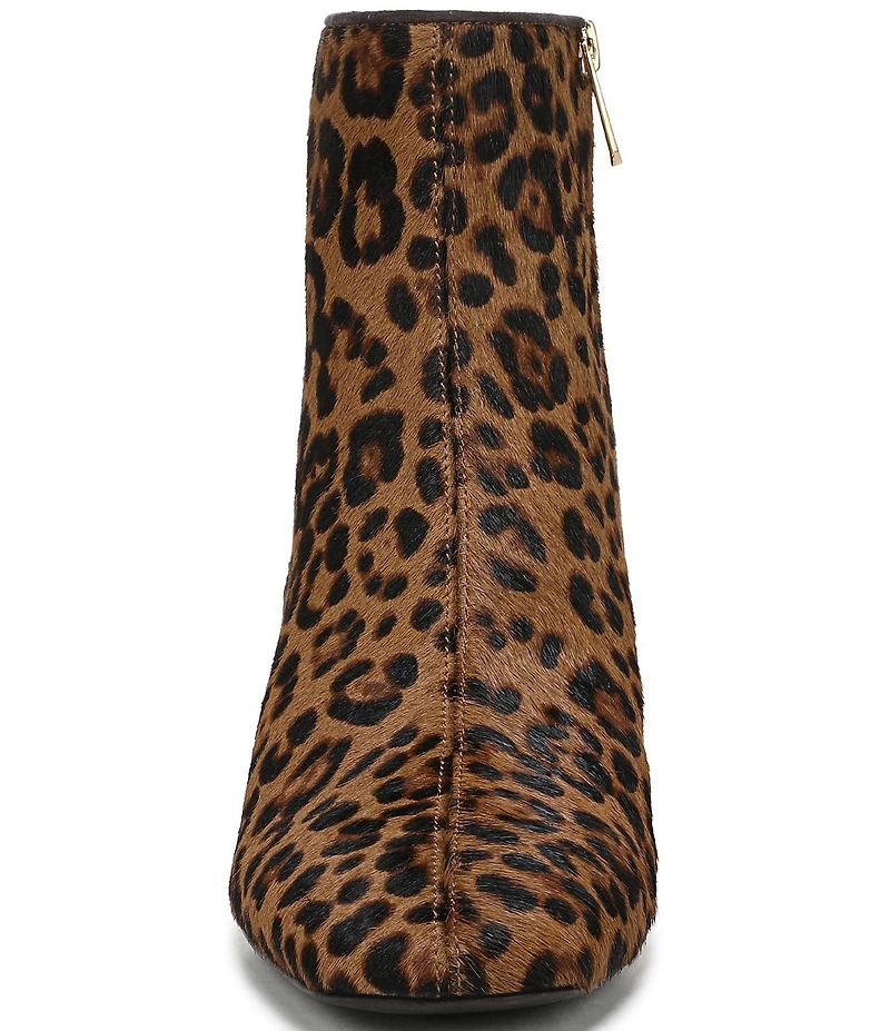 Sam Edelman Paige Leopard Print Calf Hair Leather Square Toe Dress Booties