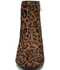 Sam Edelman Paige Leopard Print Calf Hair Leather Square Toe Dress Booties