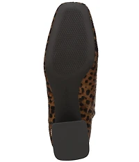 Sam Edelman Paige Leopard Print Calf Hair Leather Square Toe Dress Booties